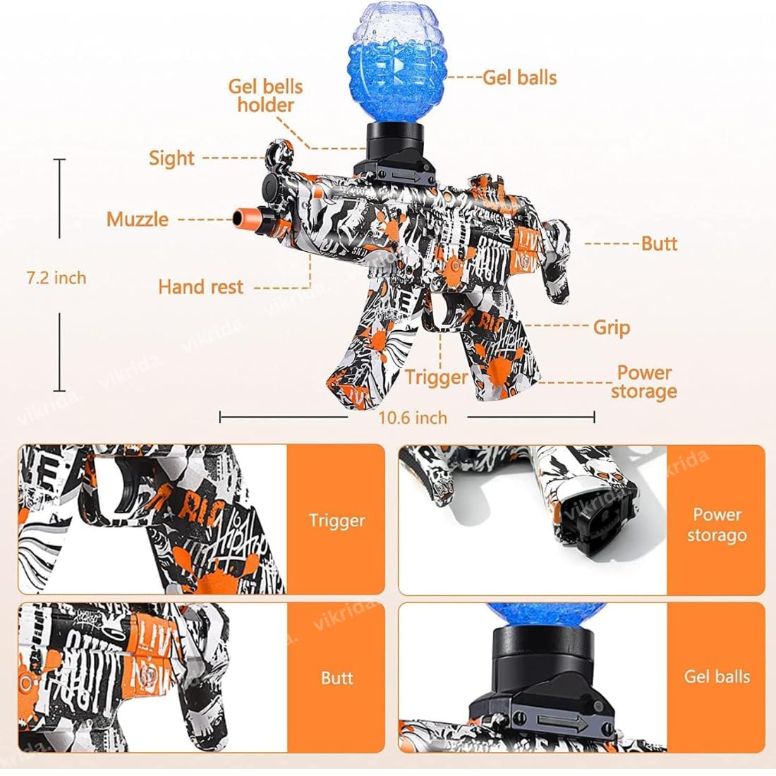Electric Gel Ball Blaster Toy Gun – High-Speed Water Bullet Shooter for Outdoor Games